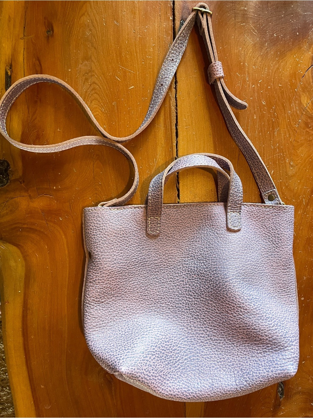 Portland Leather Lilac Pebbled Leather Crossbody Tote